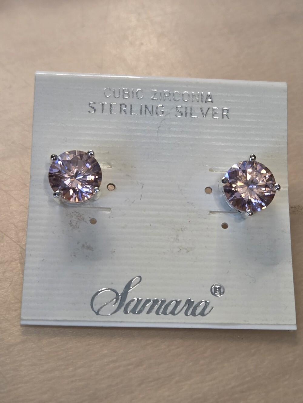 Samara Sterling Silver Pink Cubic Zirconia Solitaire Stud Earrings